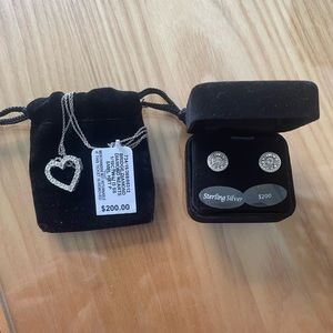 Sterling silver earrings and necklace